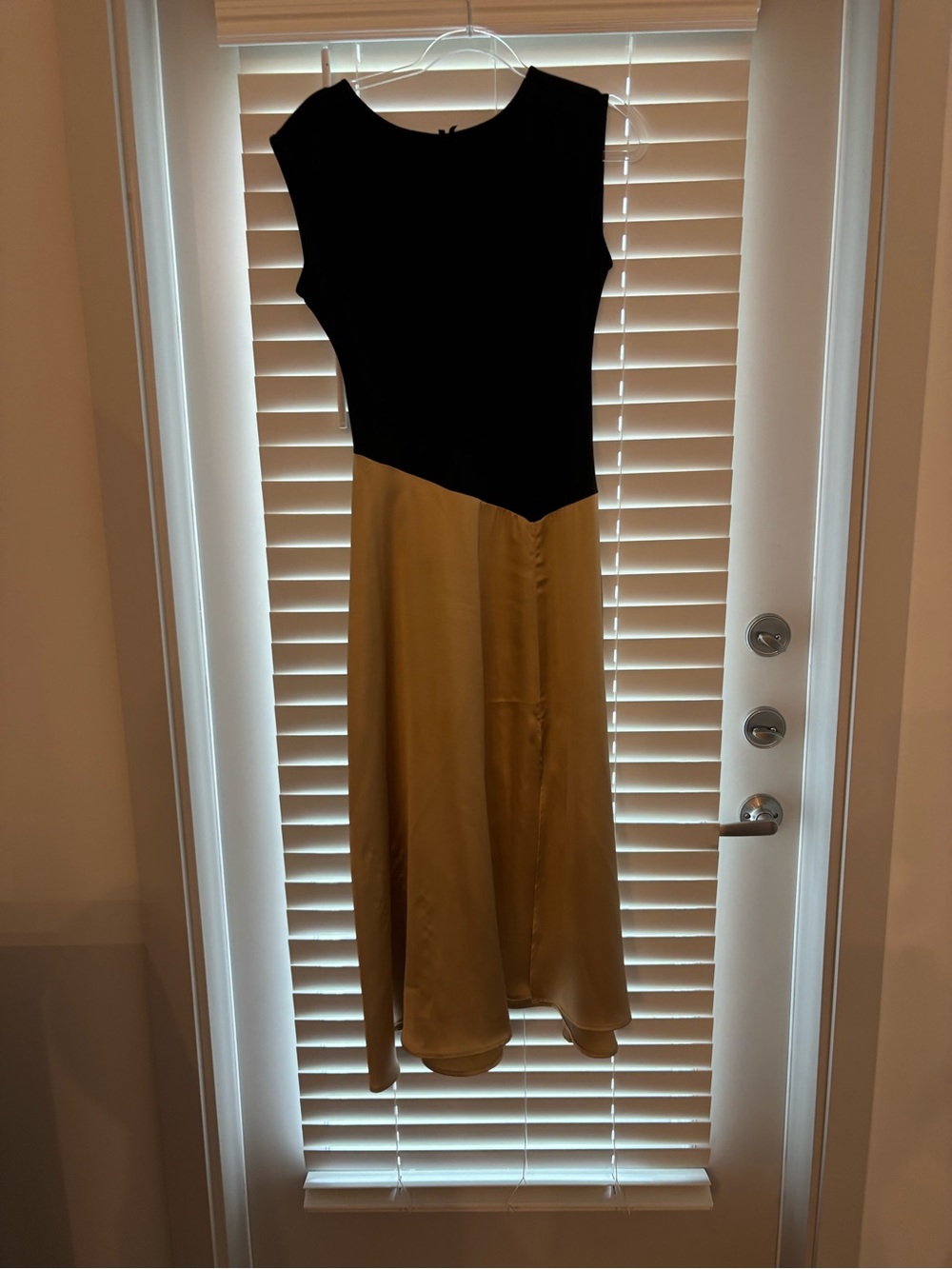 Anthropologie Black and Mustard Two-Tone Midi Dress